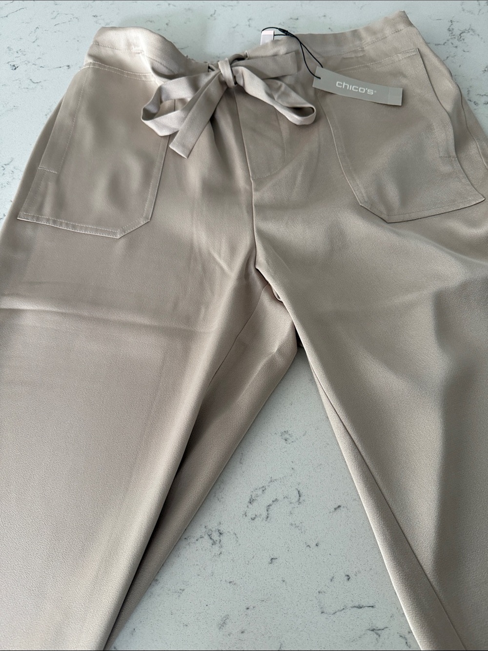 Black Label Straight-Leg Drawstring Pants in Taupe